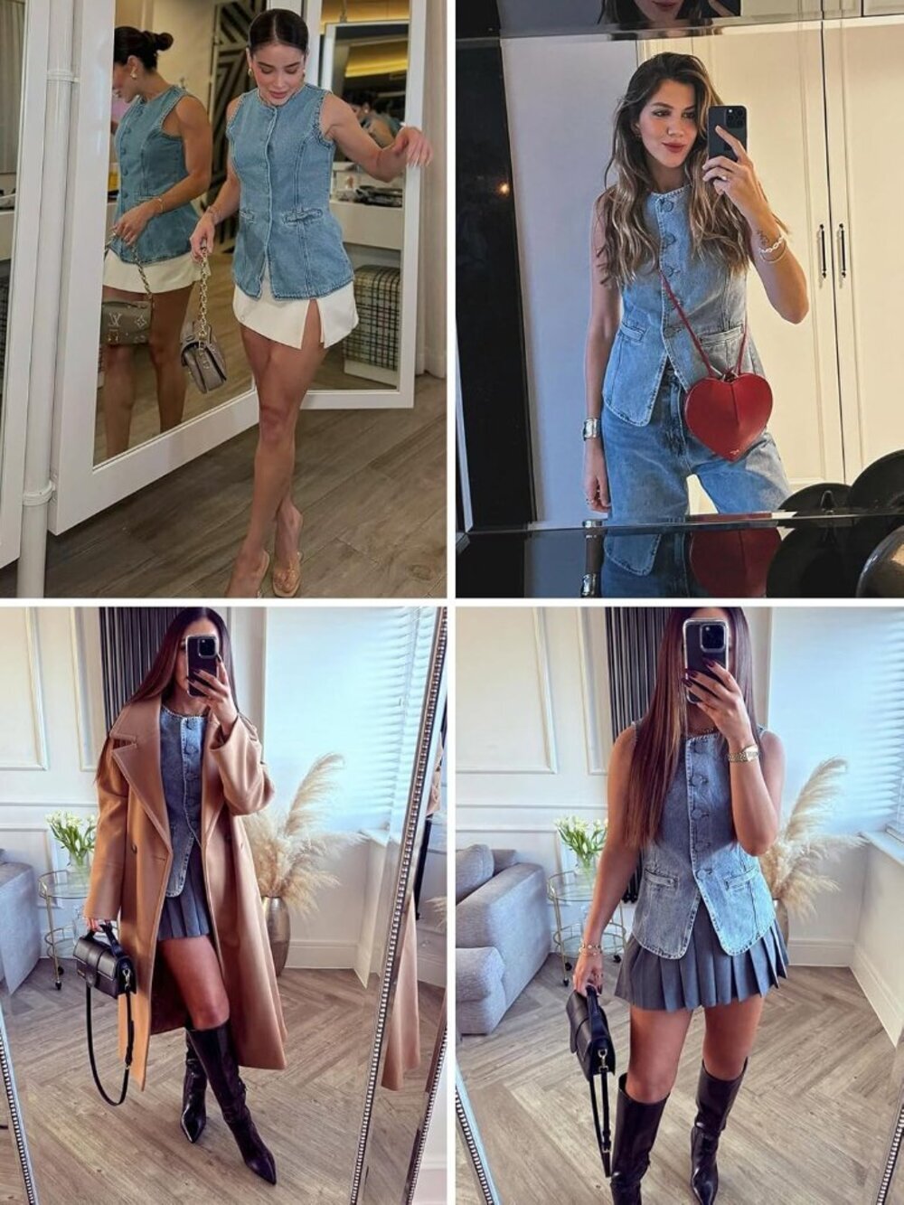 Women's Blue Sleeveless Fitted Casual Button Down Denim Vests Tops Waistcoat - Picture 5 of 6